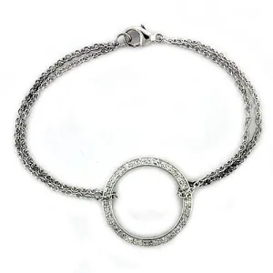 High polished (no plating) 925 Sterling Silver Bracelet with AAA Grade CZ in Clear for Women Style LOAS1317