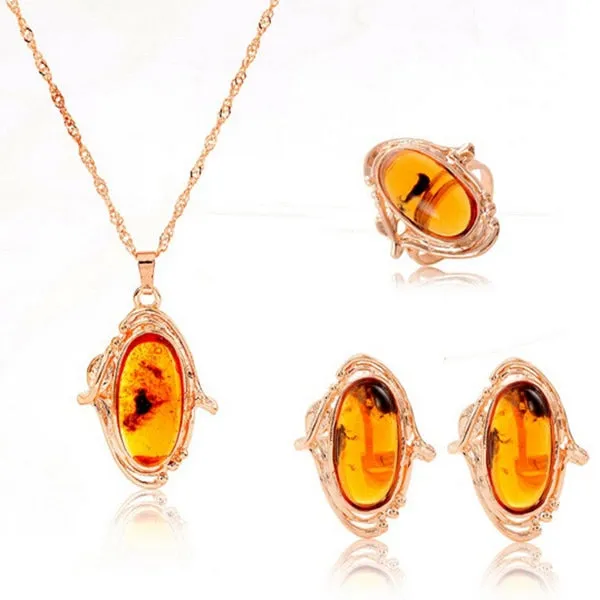 High Quality Elegant Gold Color Austrian Crystal Pendants Necklaces Earrings Bridal Jewelry Sets For Women