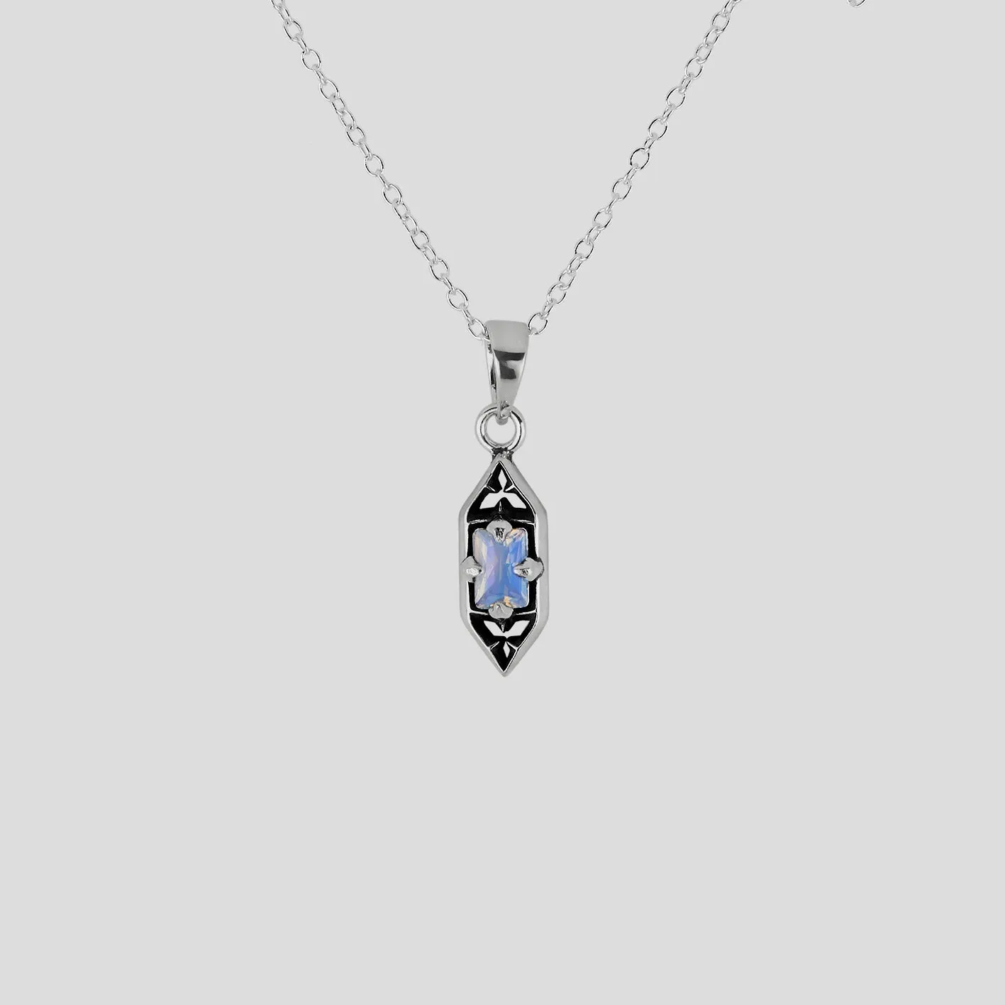 IVAN. Gothic Window Opalite Necklace - Silver