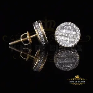 King of Bling's 0.91ct Cubic Zirconia Hip Hop Screw Back Yellow Silver Women's & Men's Earrings