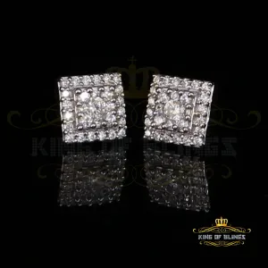 King of Bling's 1.2ct Cubic Zirconia 925 Yellow Silver Women's & Men's Hip Hop Square Earrings