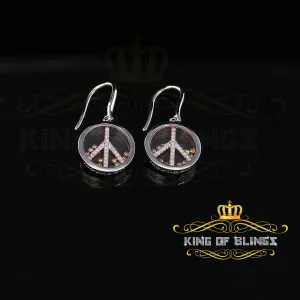 King of Bling's 925 Sterling White Silver Cubic Zirconia Men's & Women's Round Dangling Earring