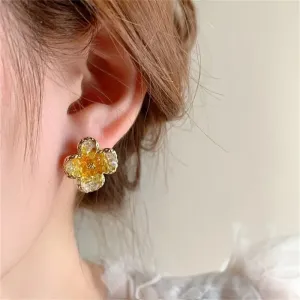 Light Luxury Crystal Pink Sweet Blossom Zircon Party Korean Earring