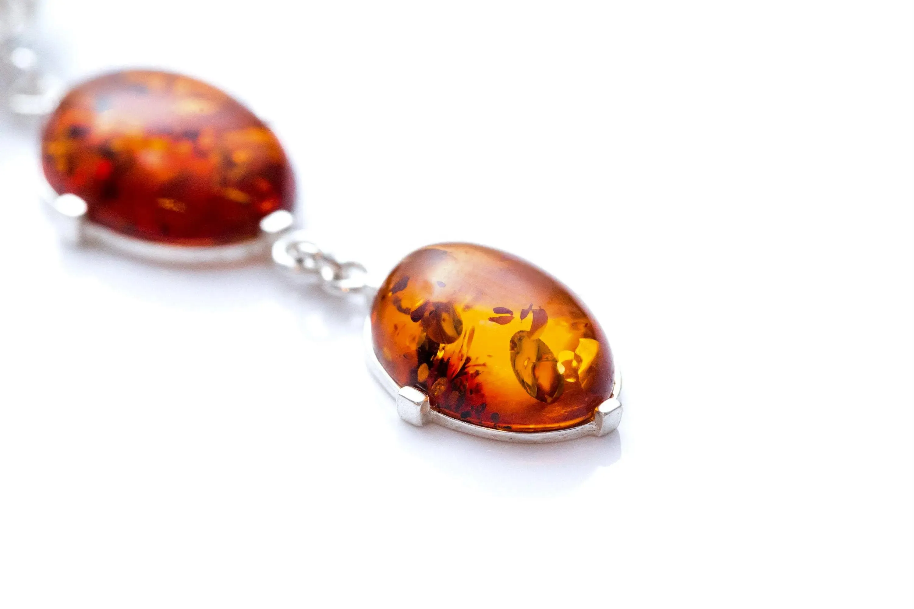 Long Amber Drop Y Necklace