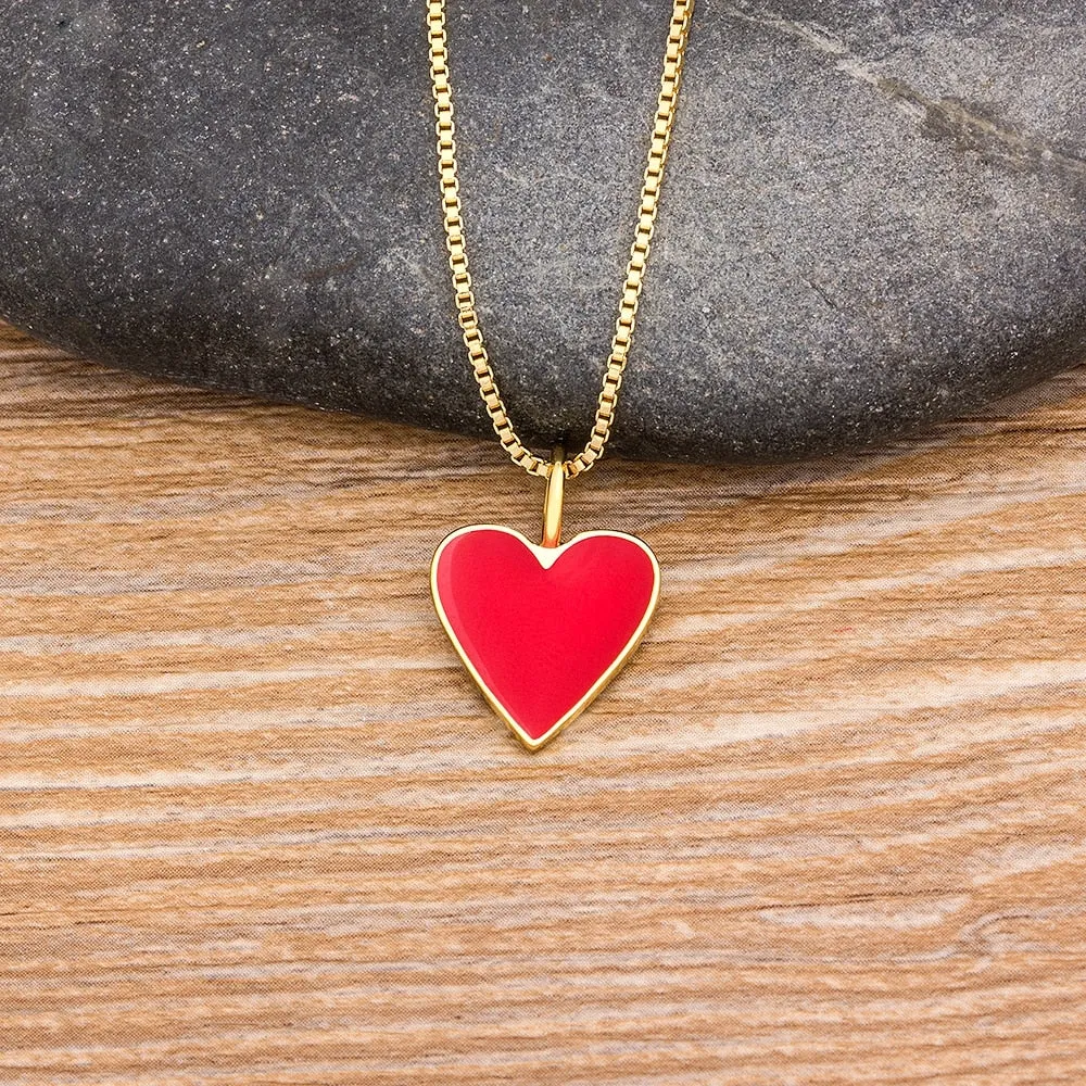 Long Chain Cute Heart Charm Pendants For Women