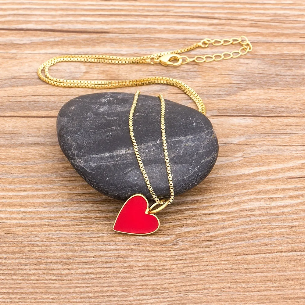 Long Chain Cute Heart Charm Pendants For Women