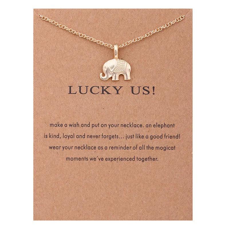 Lucky Elephant Anchor Horseshoe Wings Bow Necklace Clavicle Chain