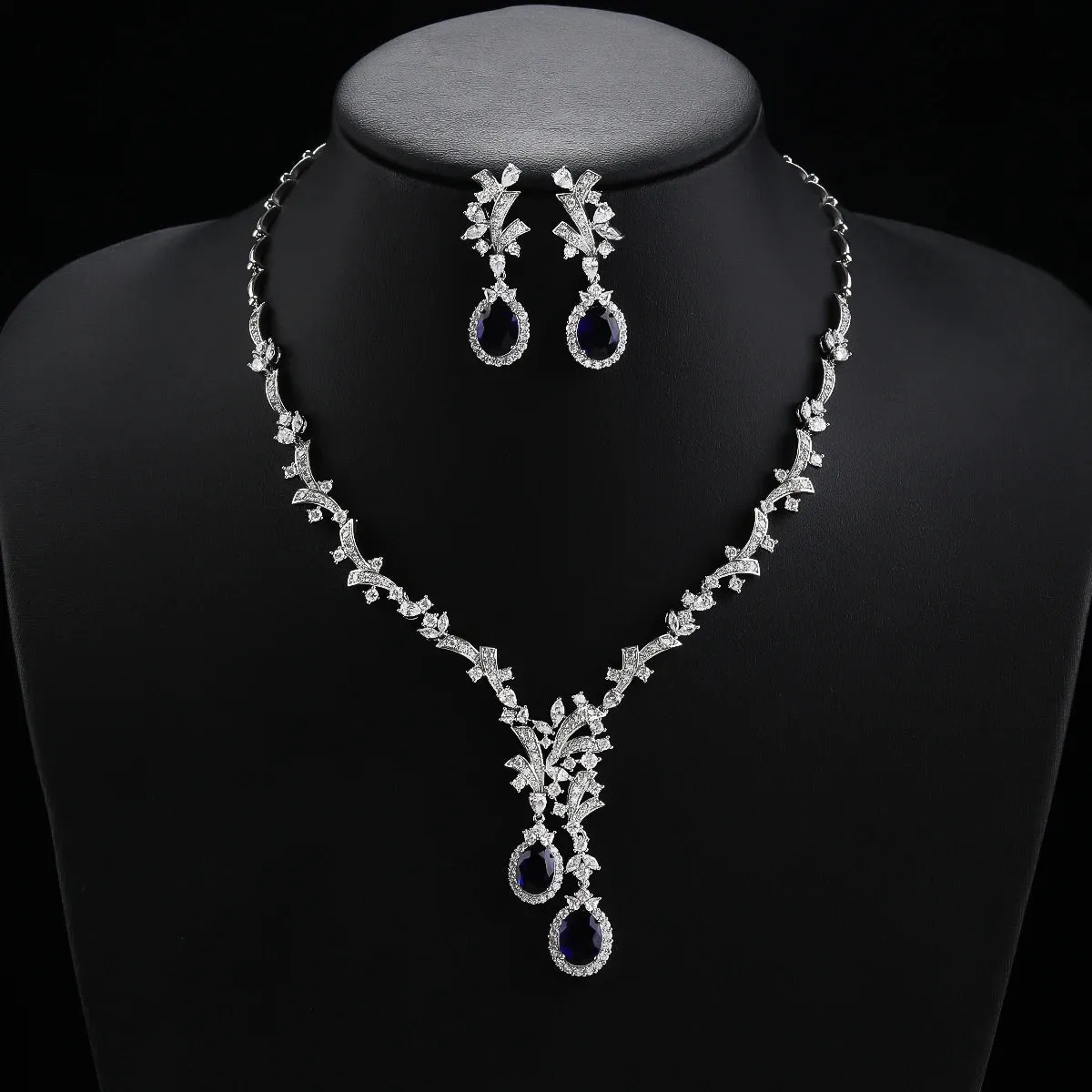 Luxury Cubic Zirconia Necklace and Earring Set Party Wedding Jewelry Accessory