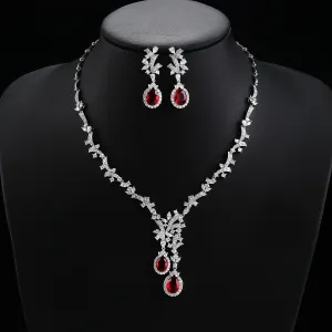 Luxury Cubic Zirconia Necklace and Earring Set Party Wedding Jewelry Accessory