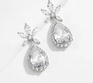 Luxury Long Cubic Zirconia Big Water Drop Dangle Bridal Earrings