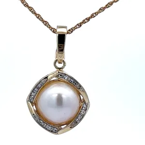 Mabe Pearl & Diamond Yellow Gold Enhancer Pendant