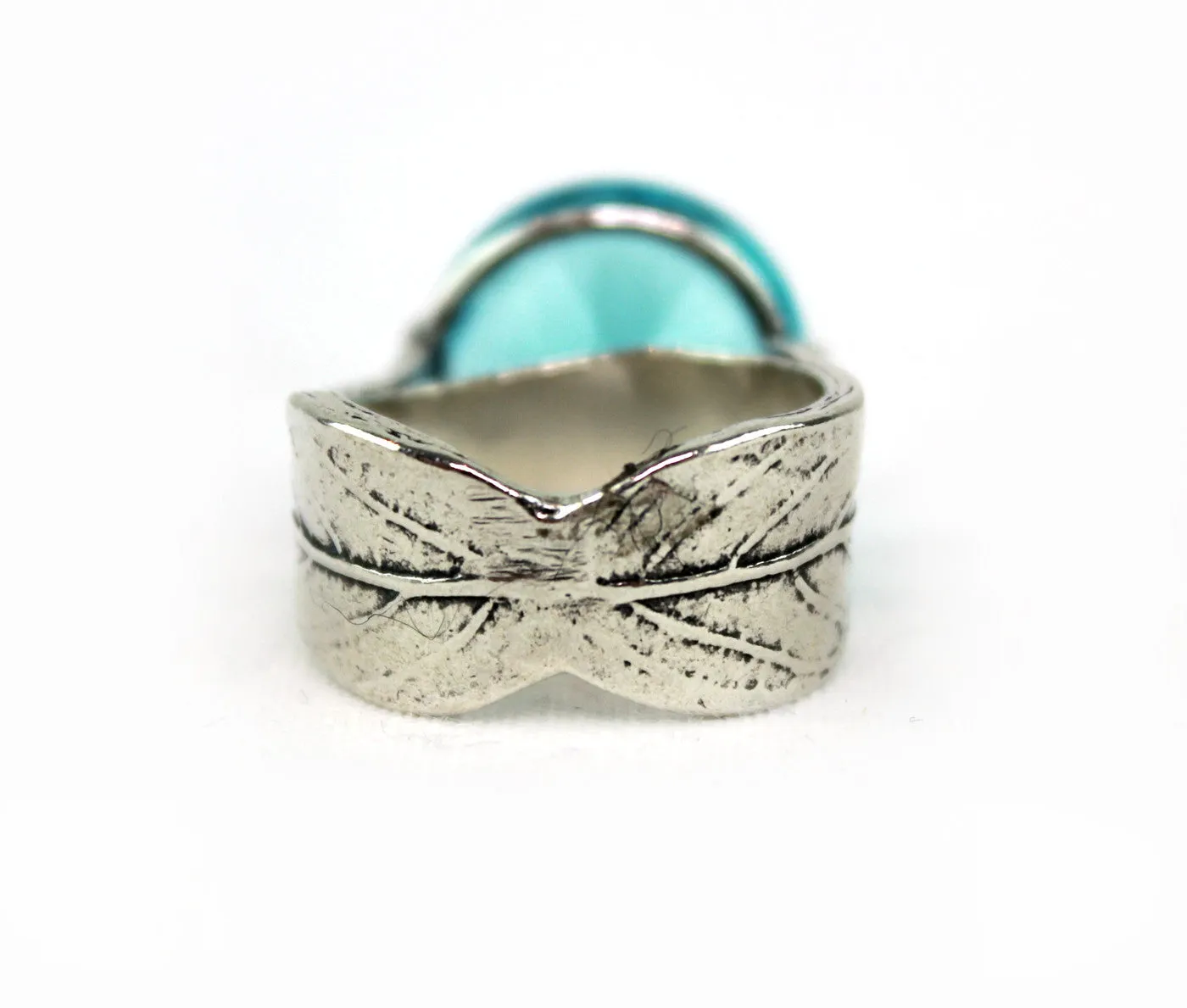 Made In Israel Sterling Silver Blue Cubic Ziconia High Set Ring