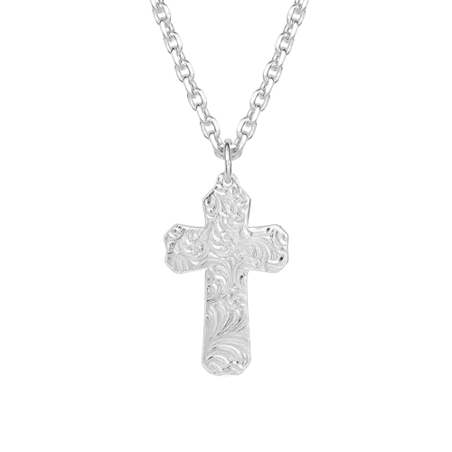 Montana Silvermiths Men's Born In the USA Patriotic Cross Necklace