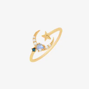 Moon cubic moonstone ring