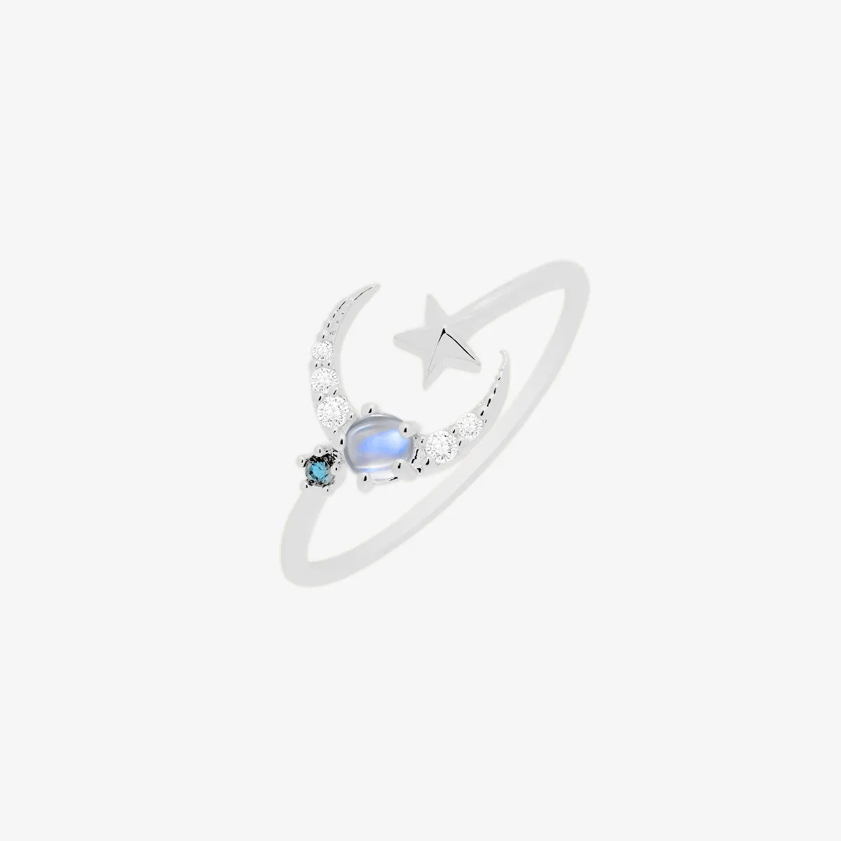 Moon cubic moonstone ring