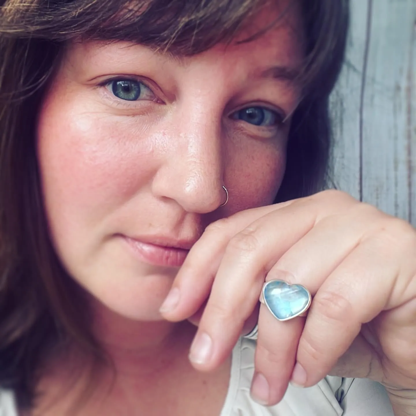 Moonstone and Sterling Silver Heart Ring