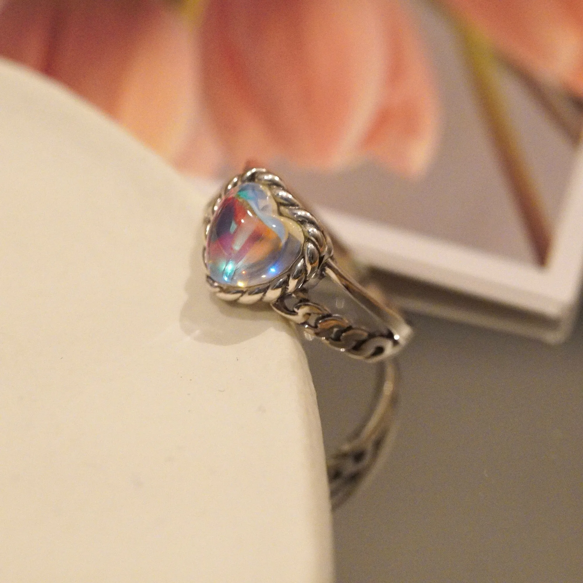 Moonstone Heart Ring