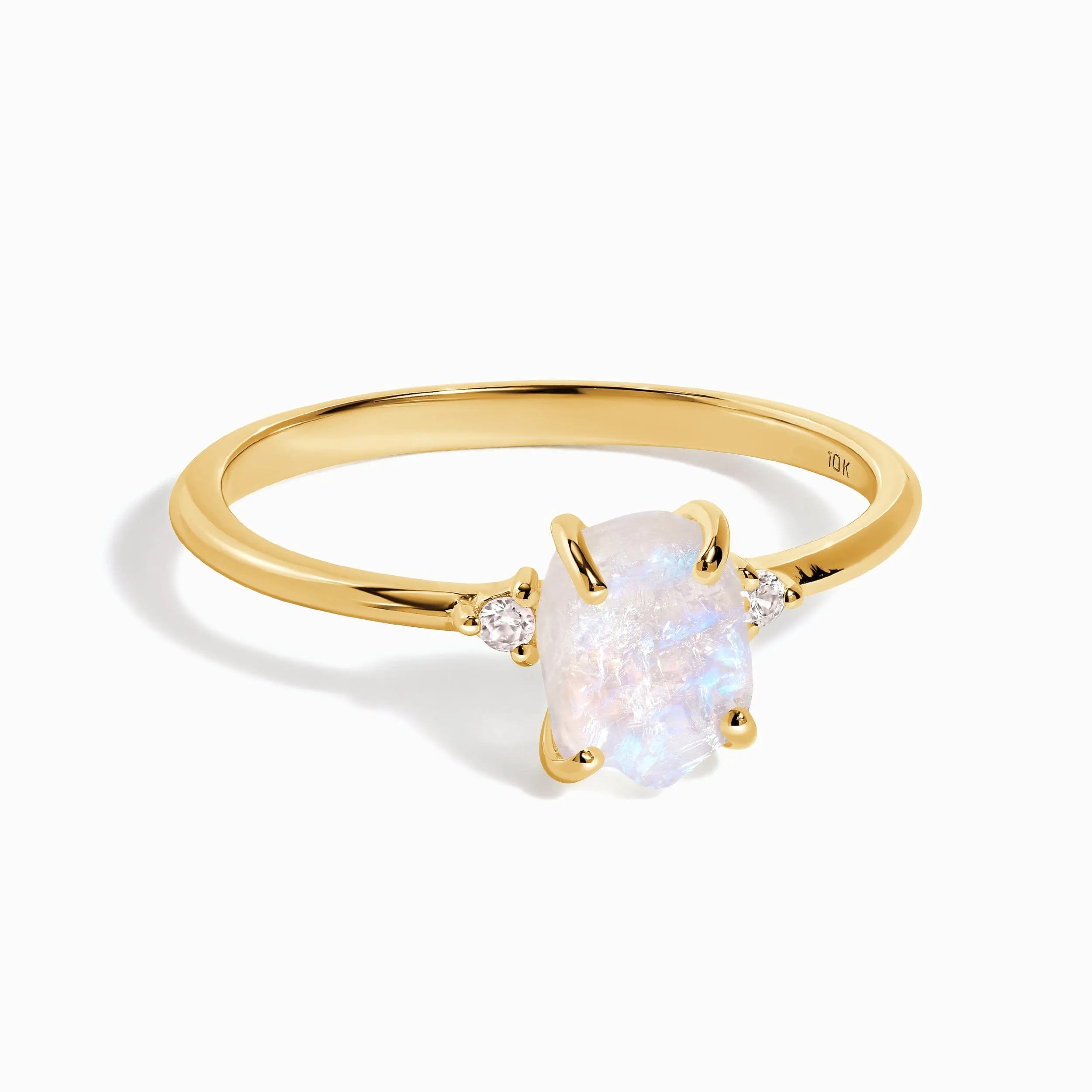 Moonstone Lab Diamond Ring - Petite Raw Allure