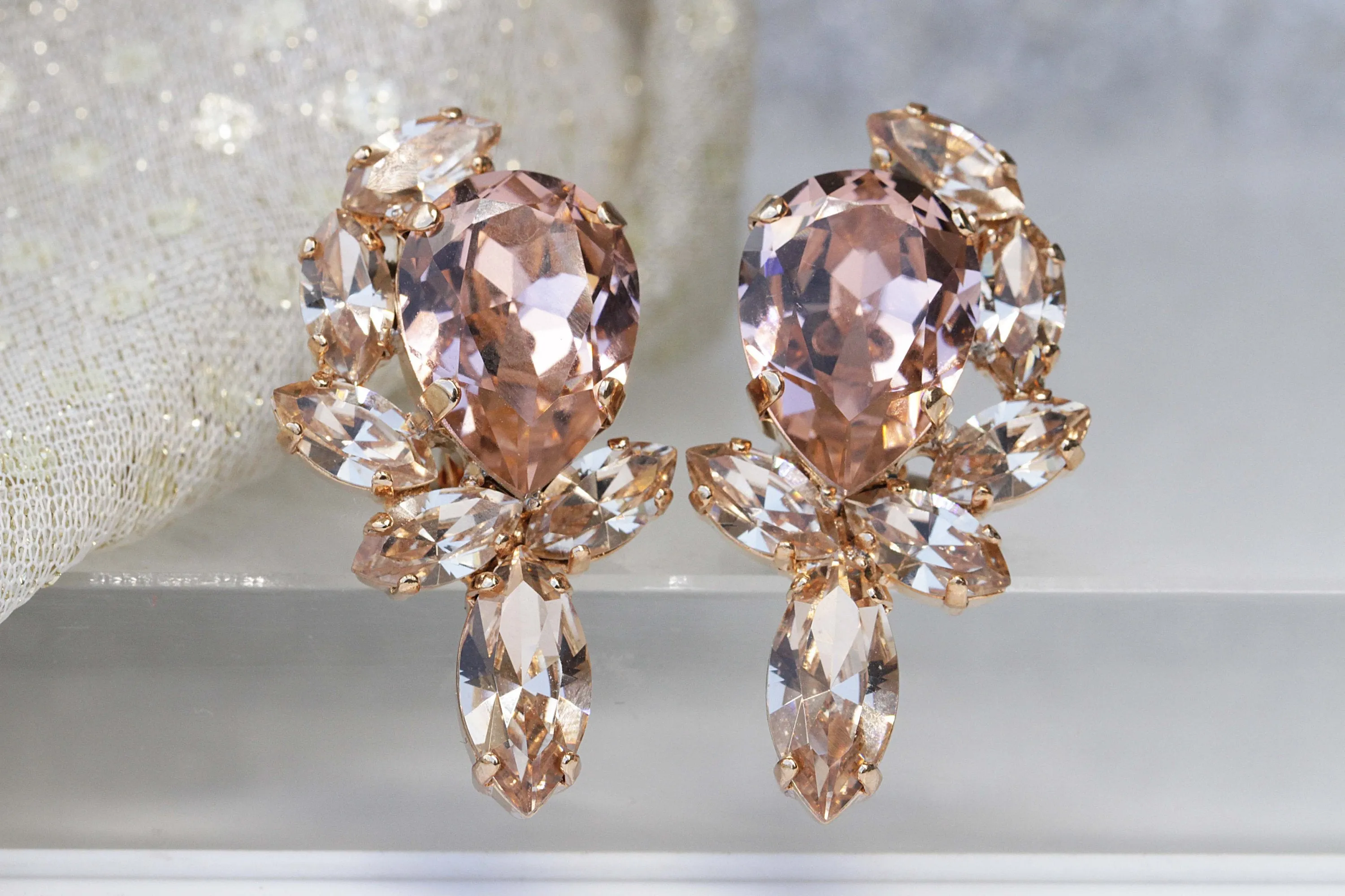 MORGANITE BRIDAL EARRINGS