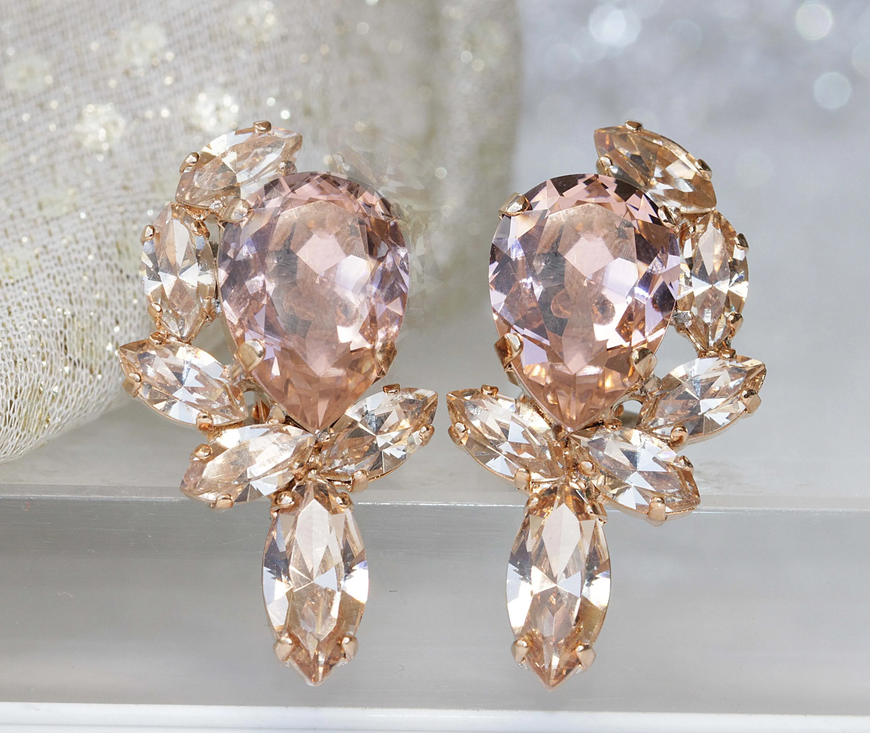 MORGANITE BRIDAL EARRINGS