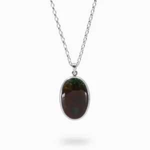 Moss Agate In Bloodstone Necklace