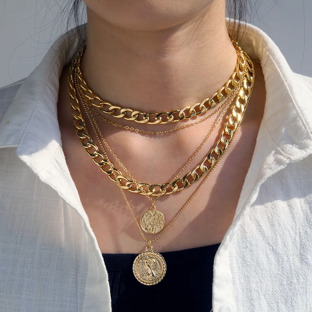 Multilayer Disc Head Pendant Necklace