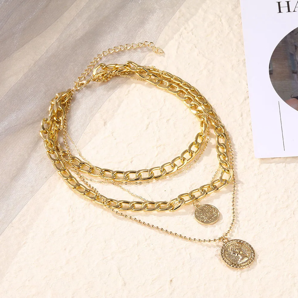 Multilayer Disc Head Pendant Necklace