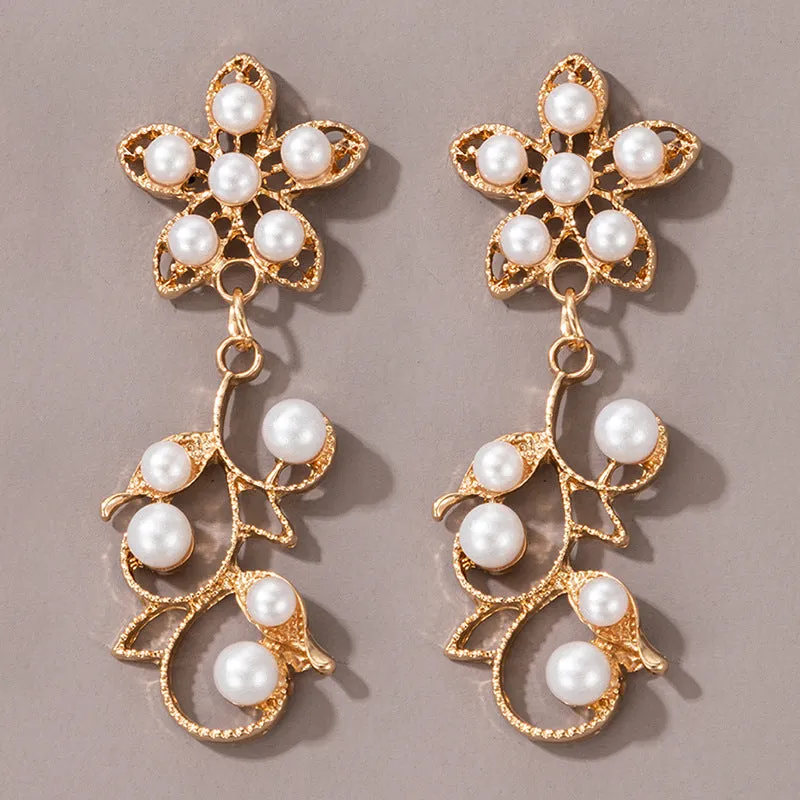 New Fashion Jewelry Creative Alloy Fashion Elements Pearl Flower Animal Elephant Earrings Female