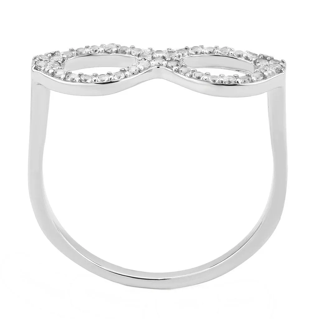 No Plating Stainless Steel Ring with AAA Grade CZ in Clear for Women Style DA315