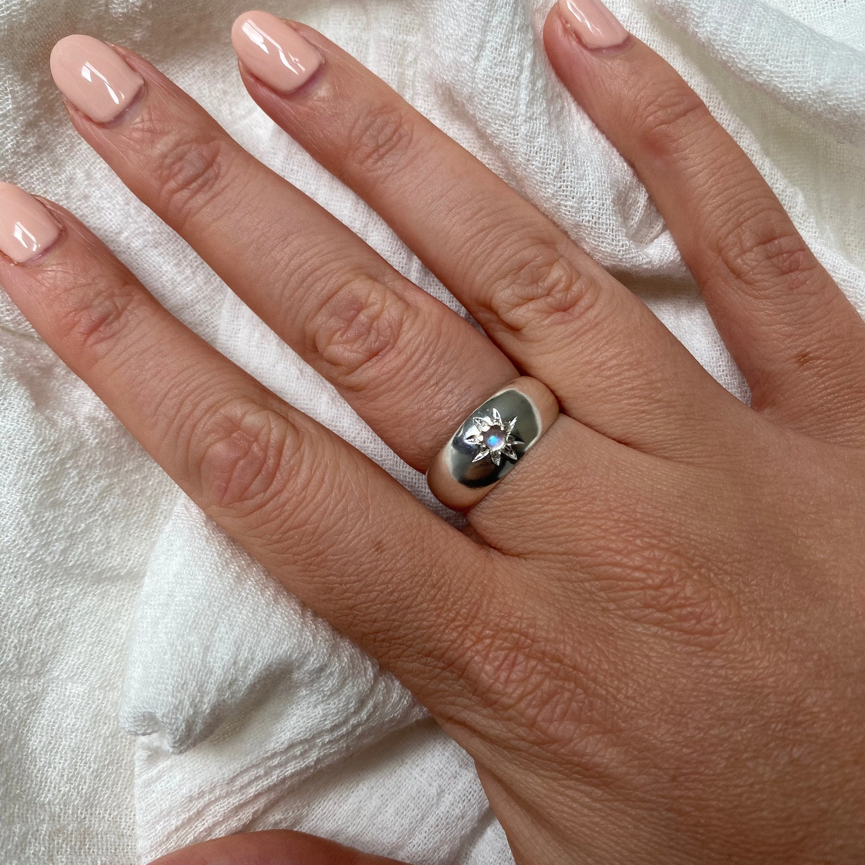 Nova Sterling Silver Rainbow Moonstone Ring