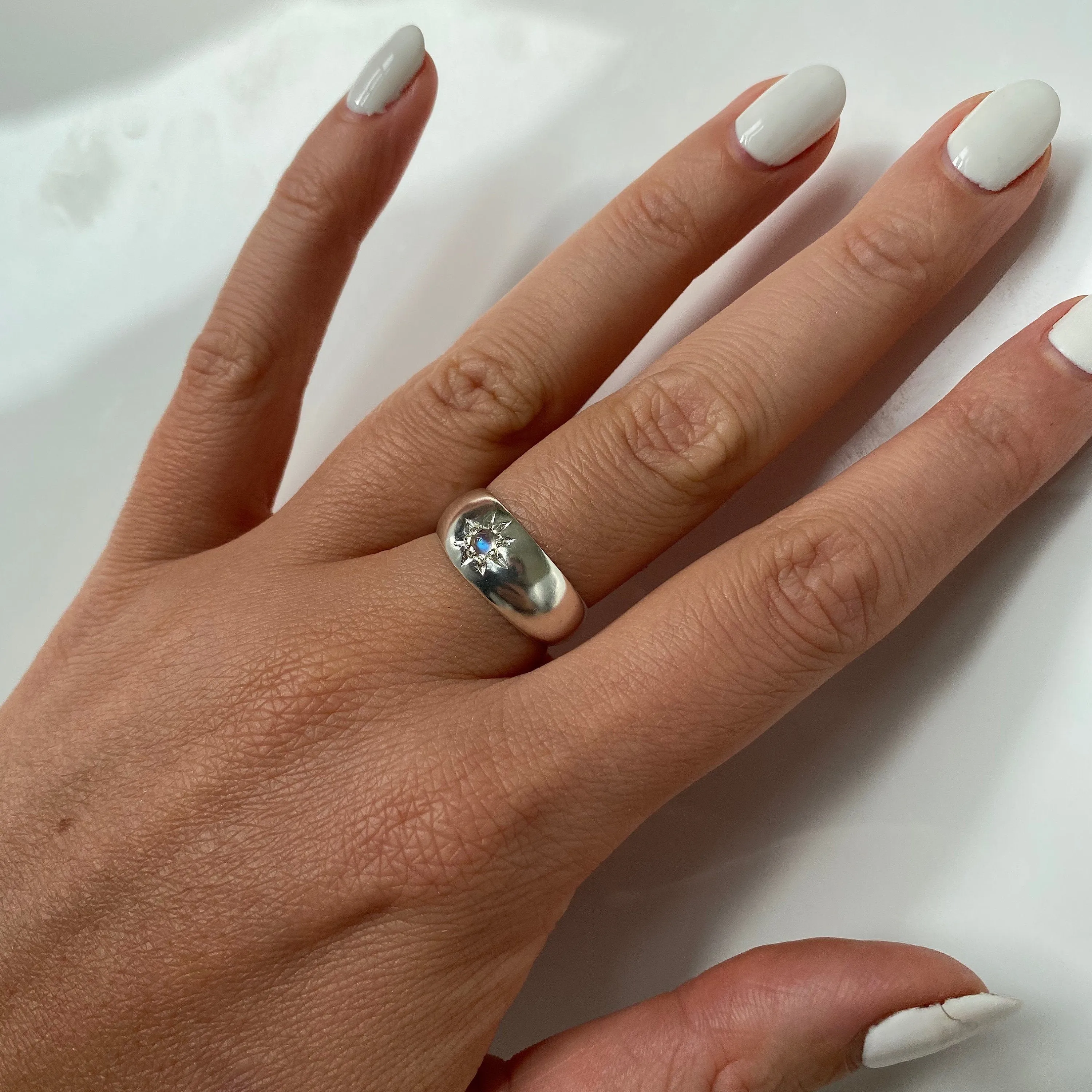 Nova Sterling Silver Rainbow Moonstone Ring