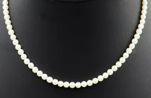 Pearl Strand Necklace Sterling Silver & Marcsasite Clasp Strung Knotted on Silk