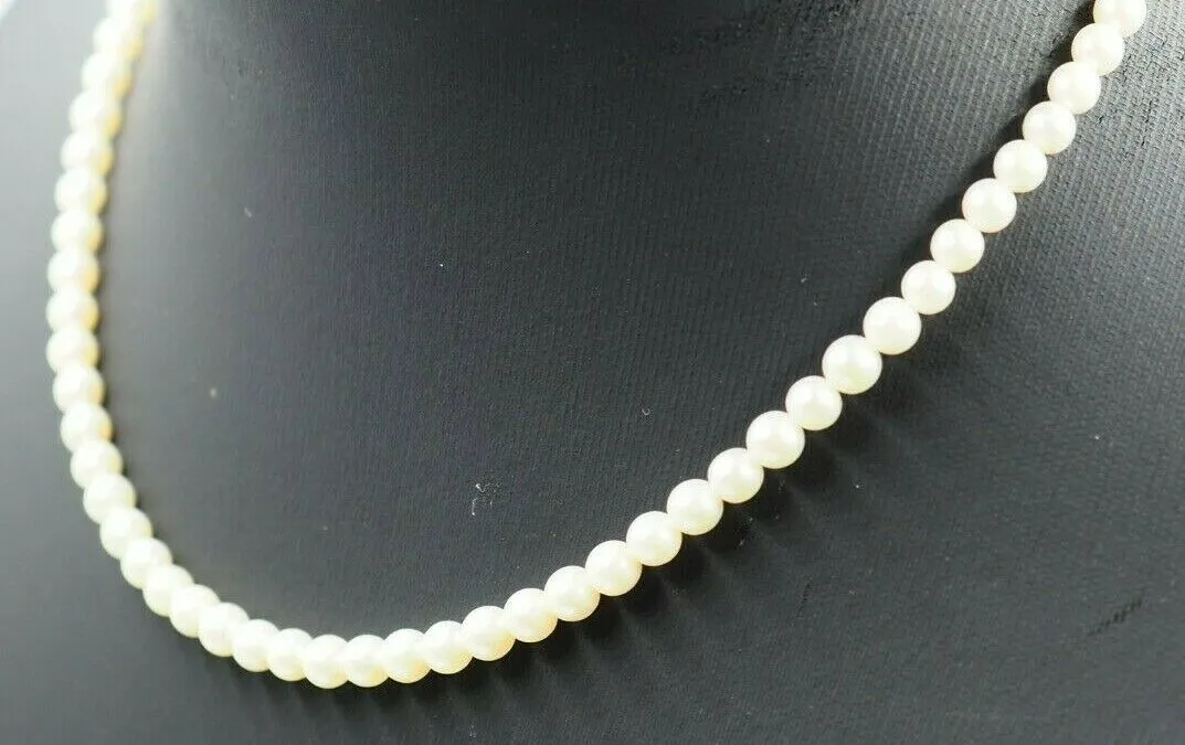 Pearl Strand Necklace Sterling Silver & Marcsasite Clasp Strung Knotted on Silk