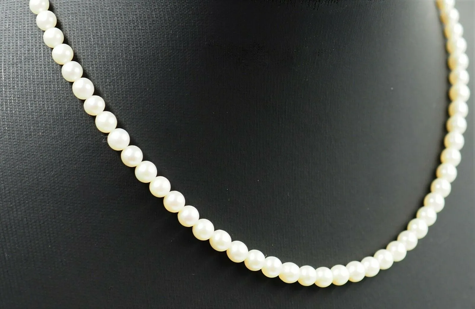 Pearl Strand Necklace Sterling Silver & Marcsasite Clasp Strung Knotted on Silk