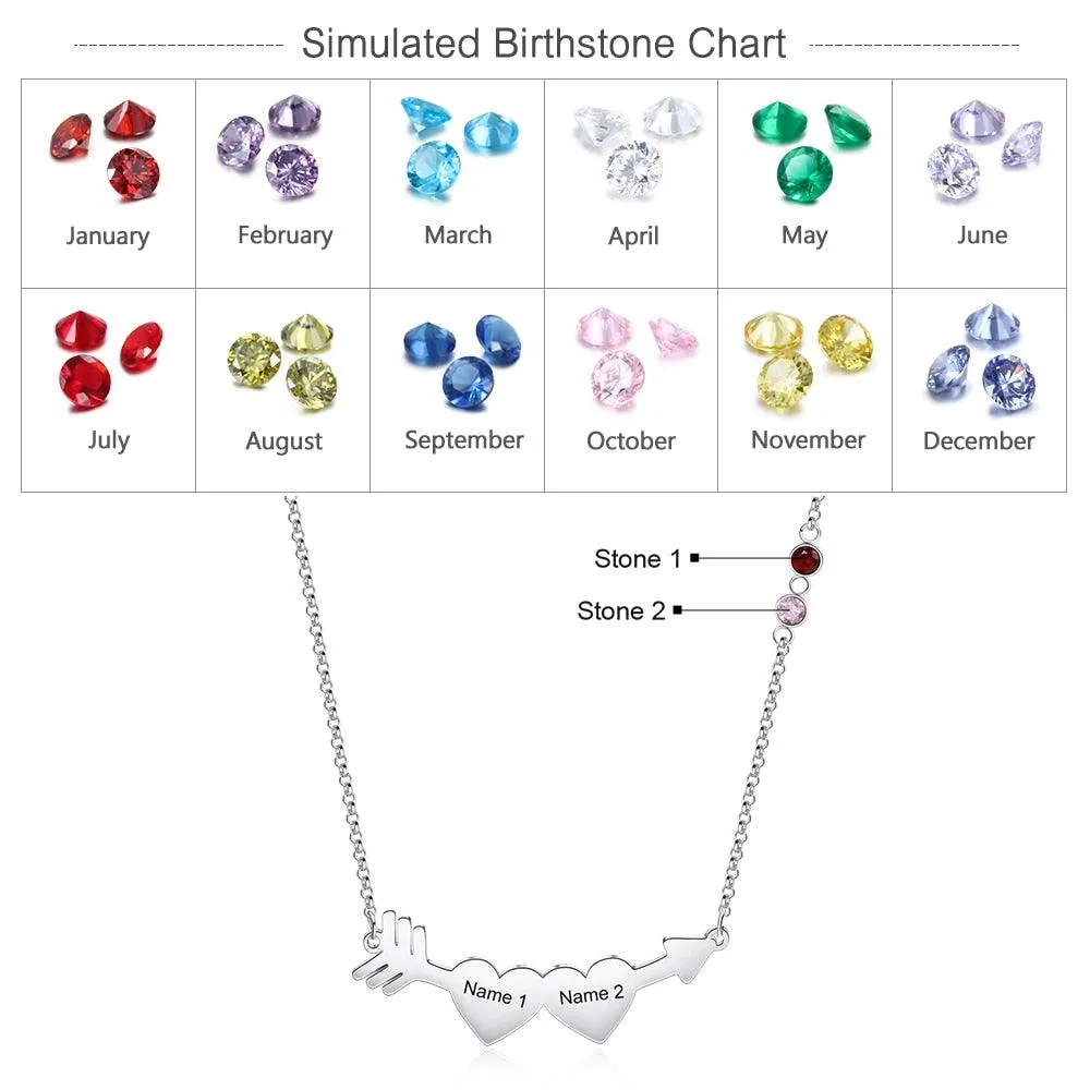 Personalized Necklace For Women Birthstone Engraved Jewelry For Girls