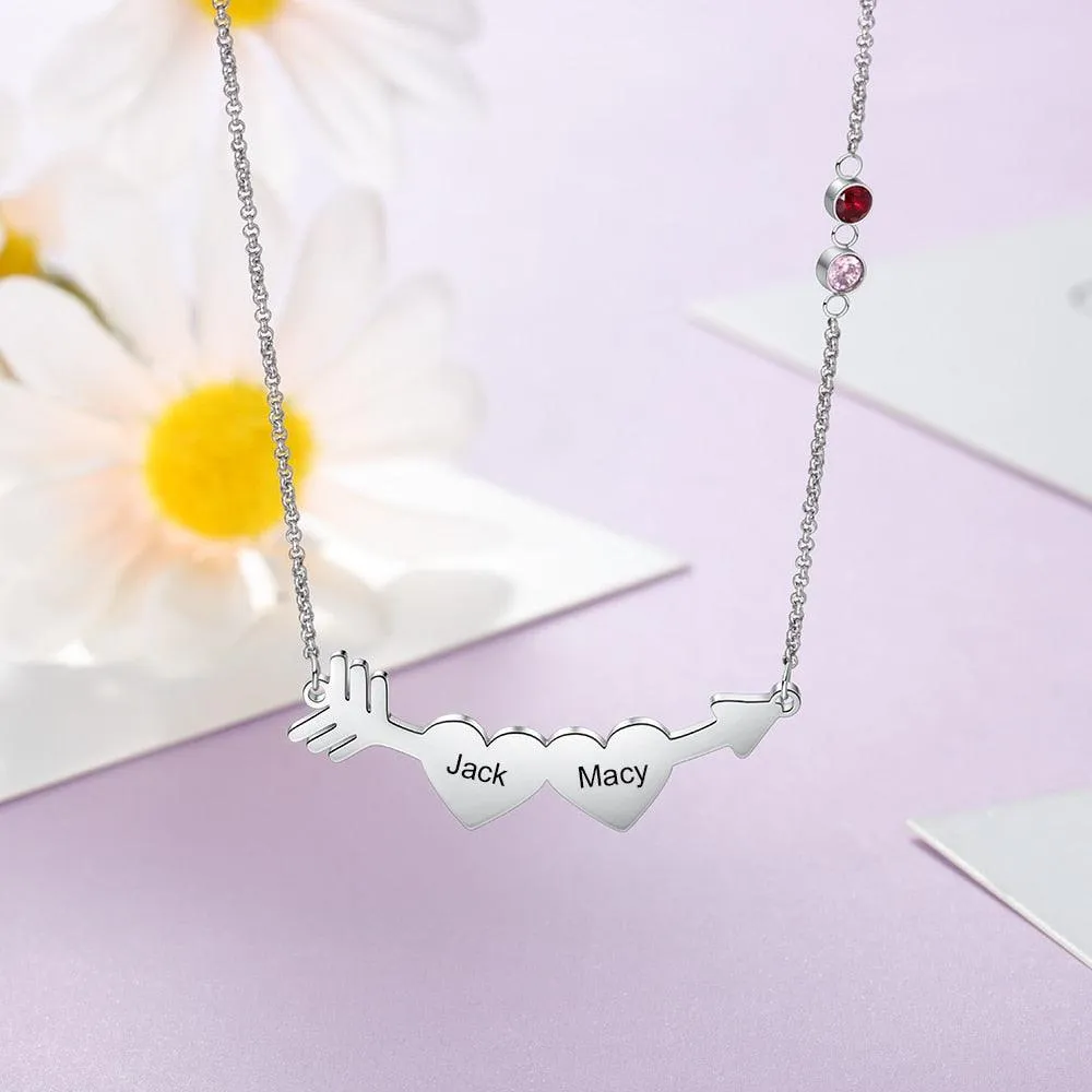 Personalized Necklace For Women Birthstone Engraved Jewelry For Girls