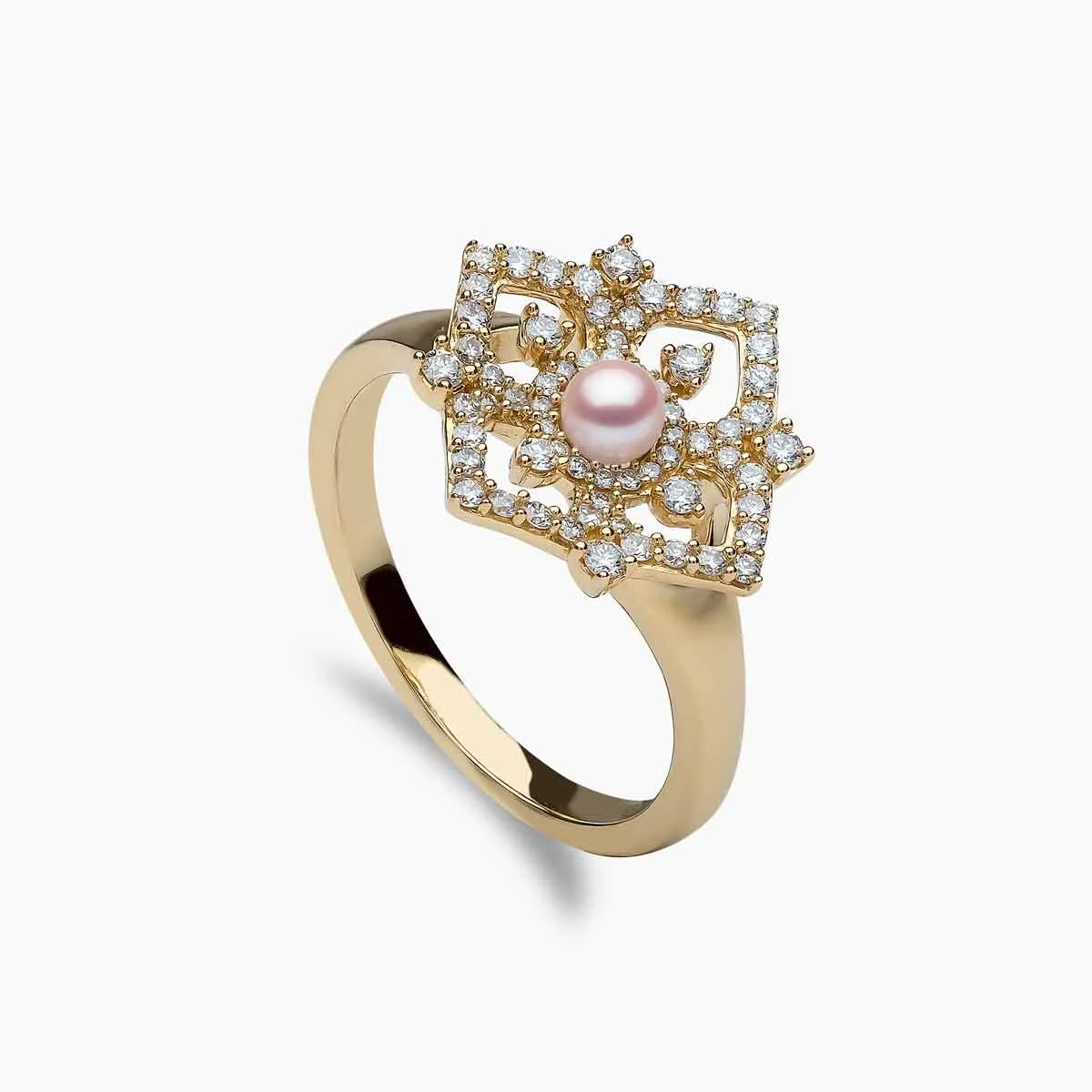 Petal 18K Gold Pearl and Diamond Bloom Ring