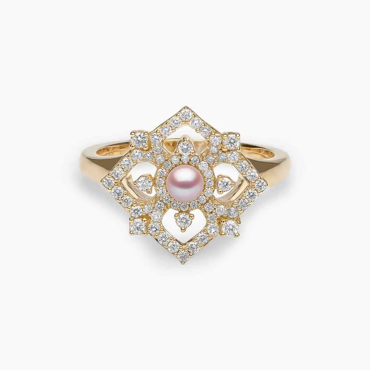 Petal 18K Gold Pearl and Diamond Bloom Ring