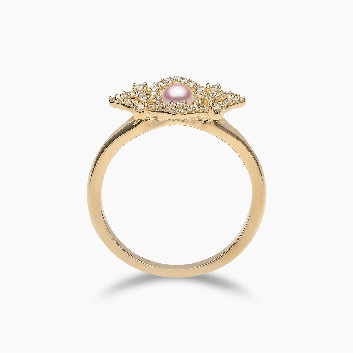 Petal 18K Gold Pearl and Diamond Bloom Ring