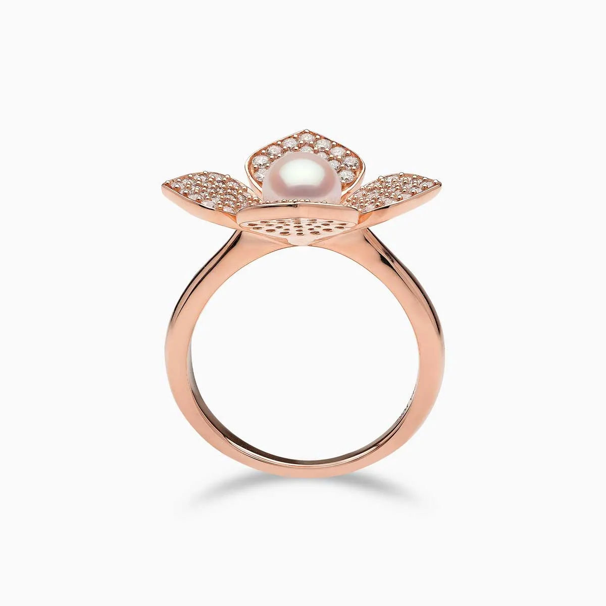 Petal 18K Gold Pearl and Pavé Diamond Signature Ring