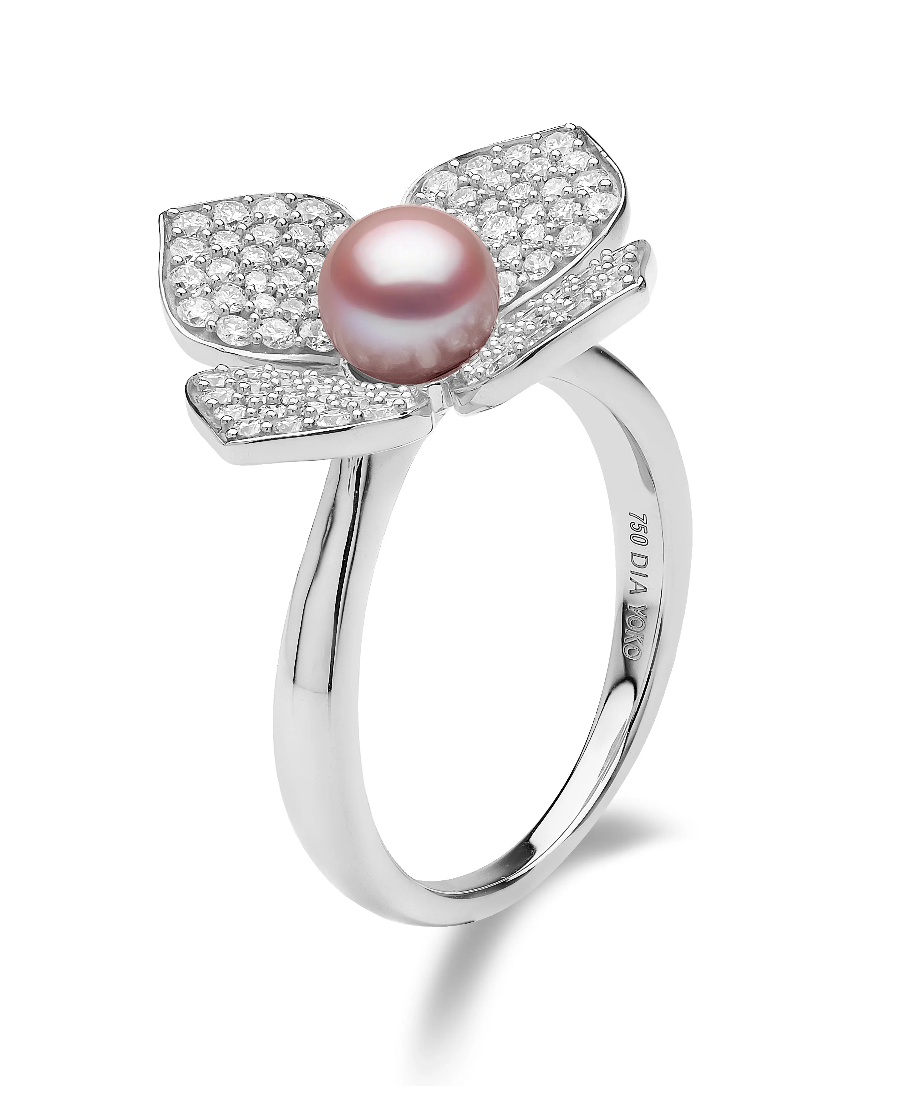 Petal 18K Gold Pearl and Pavé Diamond Signature Ring