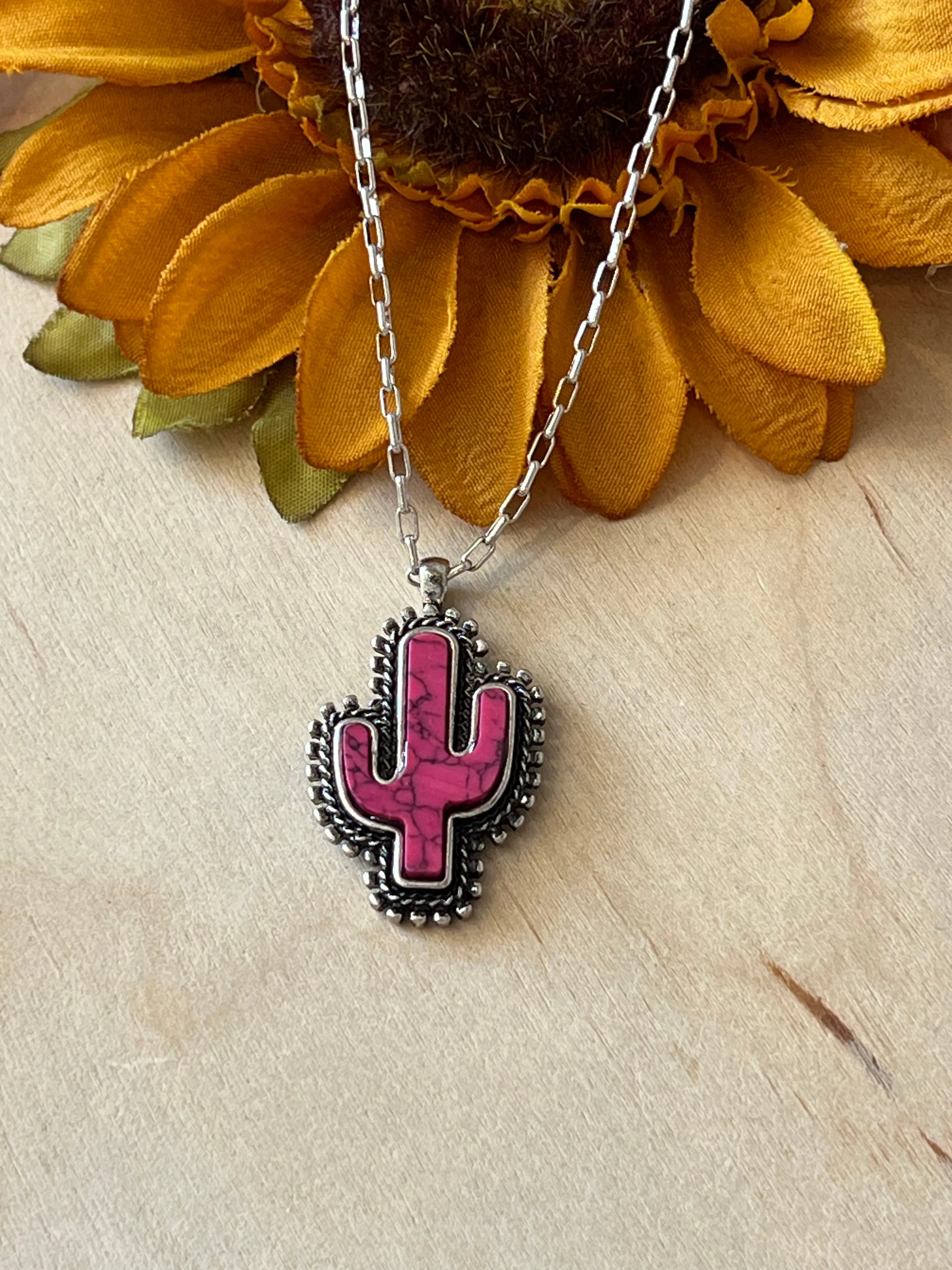 Pink Cactus Necklace