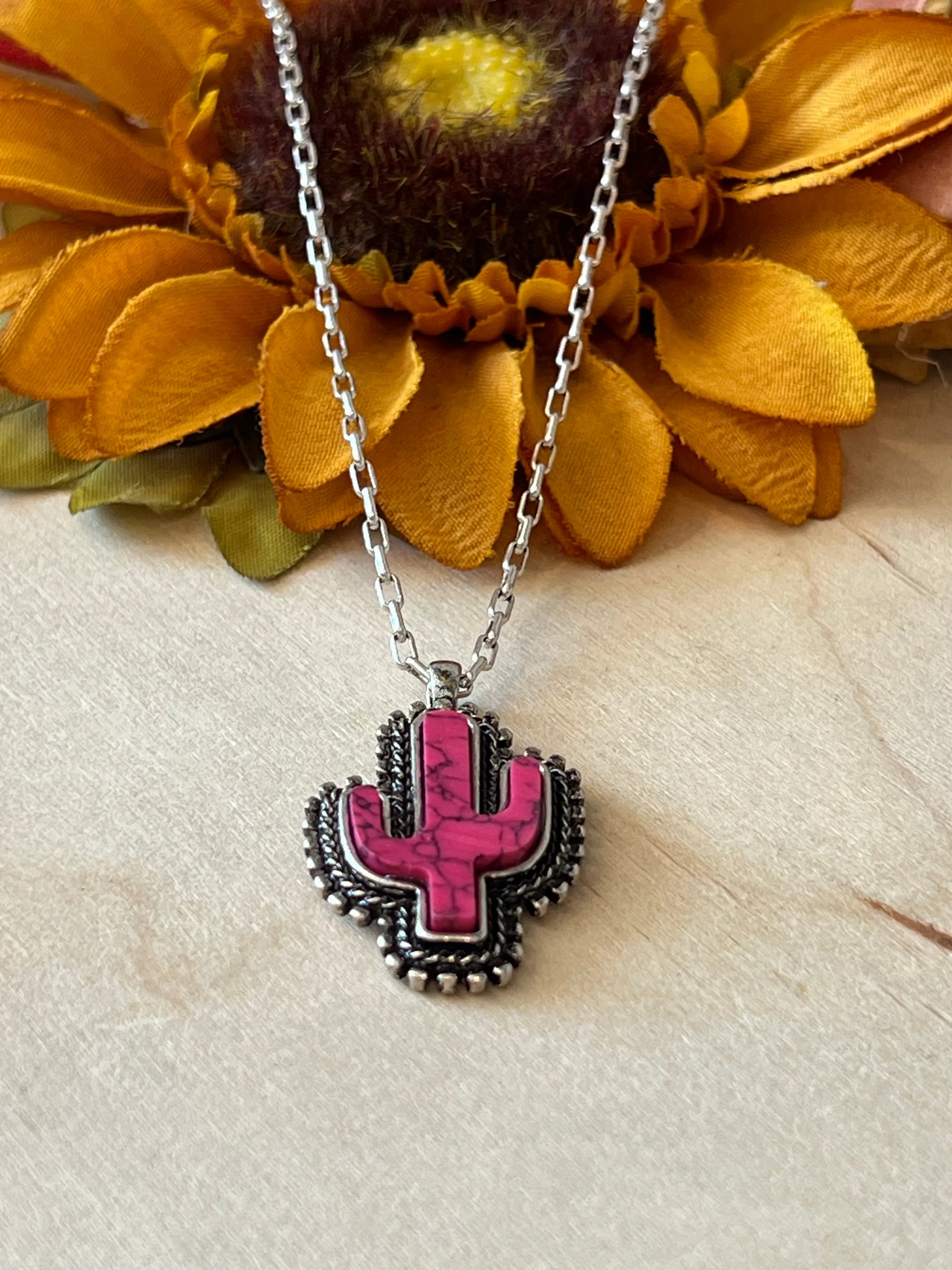 Pink Cactus Necklace