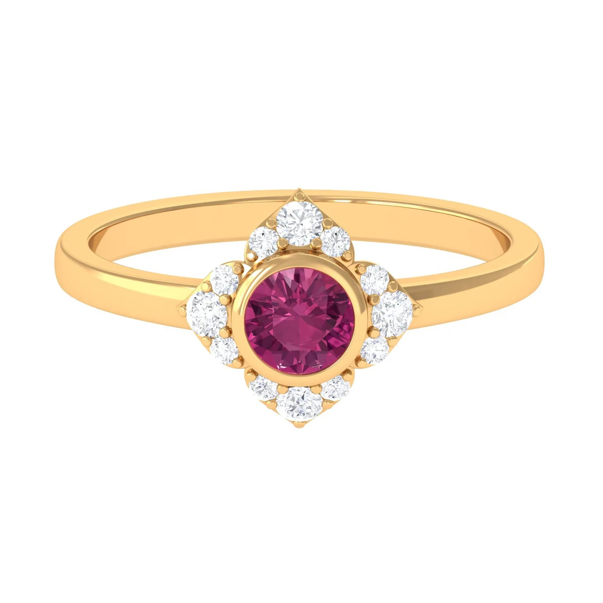 Pink Tourmaline Floral Engagement Ring with Diamond Halo