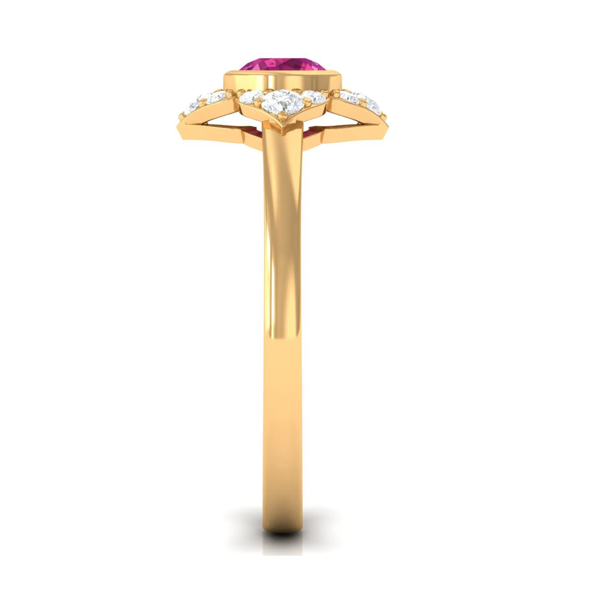 Pink Tourmaline Floral Engagement Ring with Diamond Halo