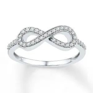 Pre-Owned Jared 1/5 ct Round Diamond Infinity Ring in Sterling Silver