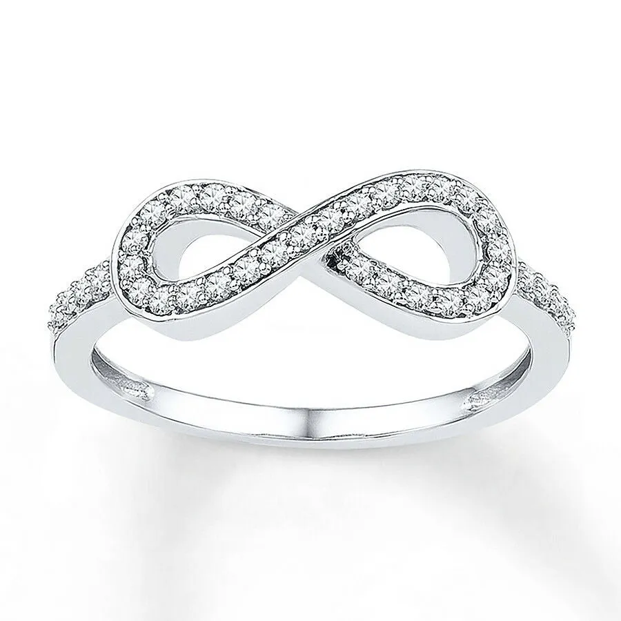 Pre-Owned Jared 1/5 ct Round Diamond Infinity Ring in Sterling Silver