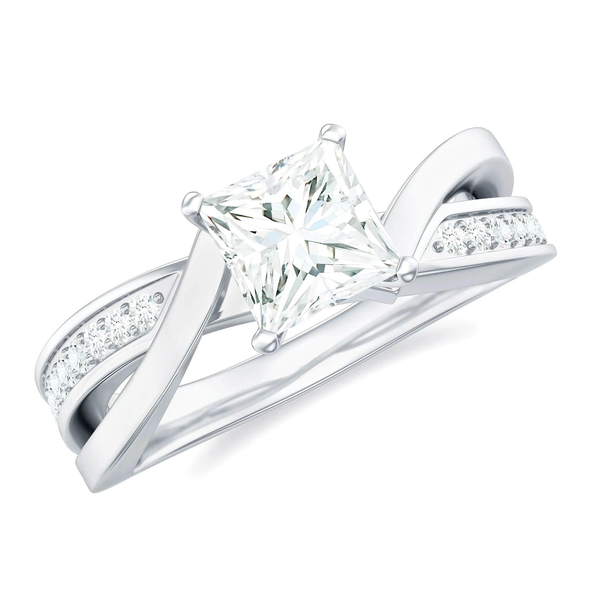 Princess Cut Solitaire Moissanite Infinity Engagement Ring