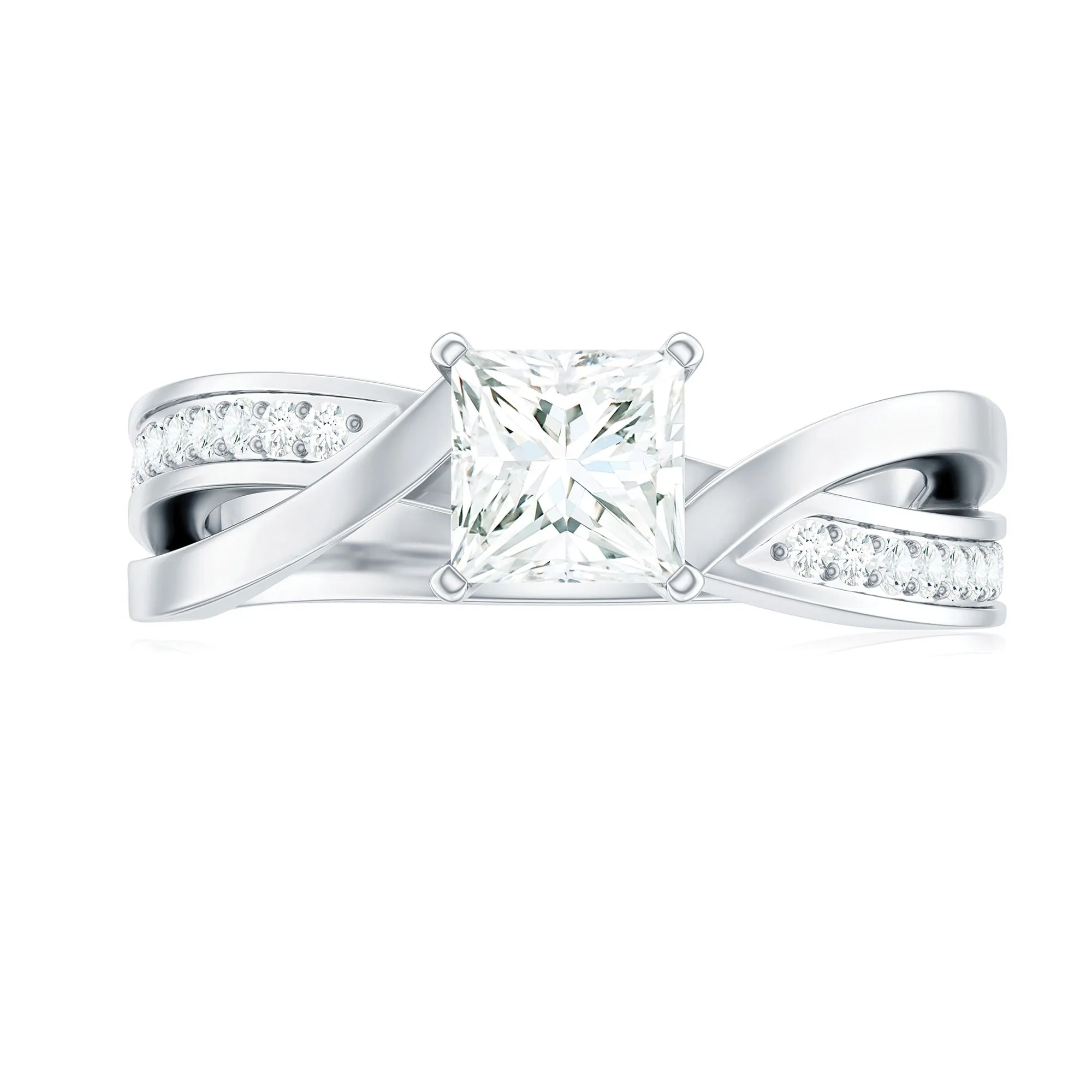 Princess Cut Solitaire Moissanite Infinity Engagement Ring