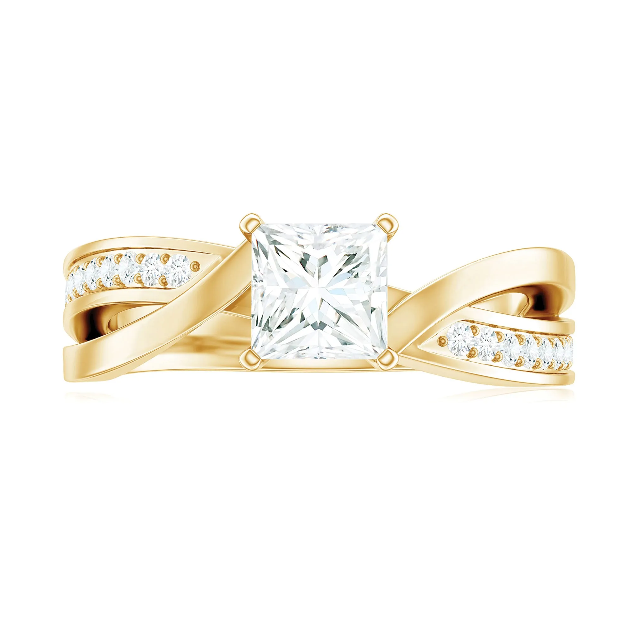 Princess Cut Solitaire Moissanite Infinity Engagement Ring